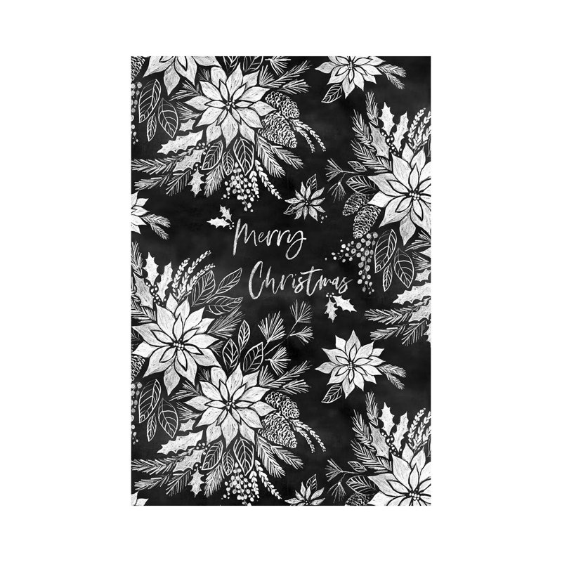 Christmas Chalkboard Pointsettias 1 Piece Wrapped Canvas Wall Art, 20.32 cm H x 30.48 cm W