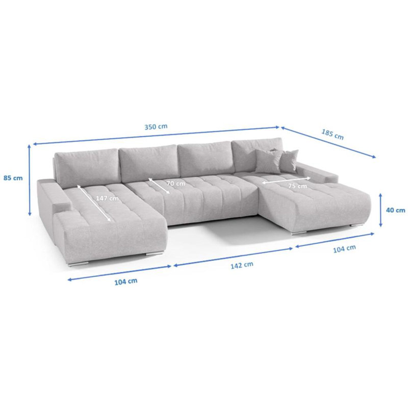 Haussman Corner Sofa Bed, Silver
