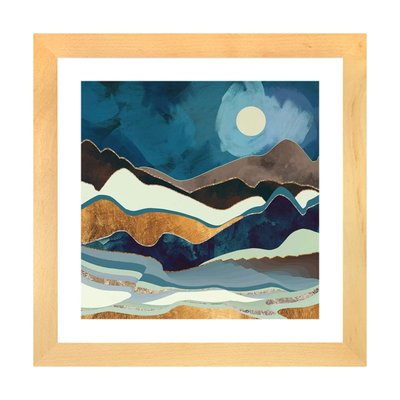 «Autumn Hills», reproduction d'impression, H 16 po x l 16 po x p 1 po, Toile avec cadre en bois beige, Blanc