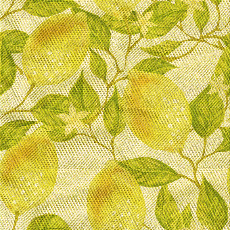 Tapis vert/jaune en laine, Carré 5 pi