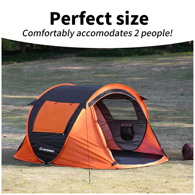 Tente de camping 2 personnes Pop Up, Noir/crème