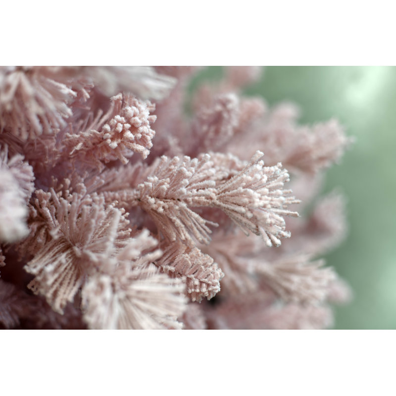 Pink Teddy Flocked Artificial Spruce Christmas Tree, 6.89ft H