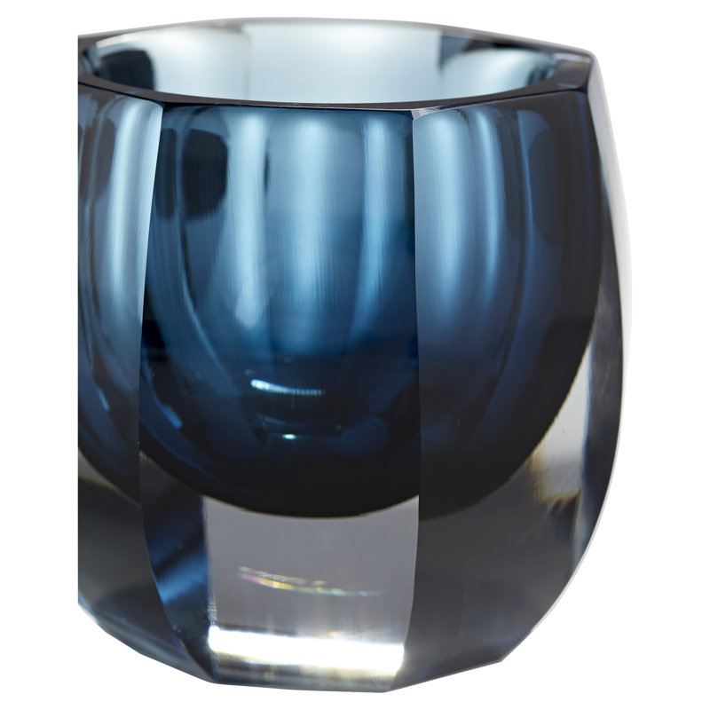 Azure Glass Table Vase, 4" H x 4" W x 4" D
