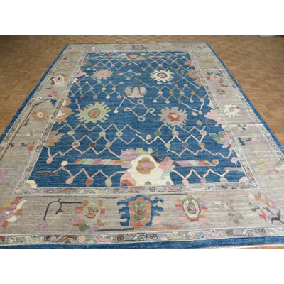 One-of-a-Kind 10'4" X 14'3" Wool Area Rug in Denim Blue