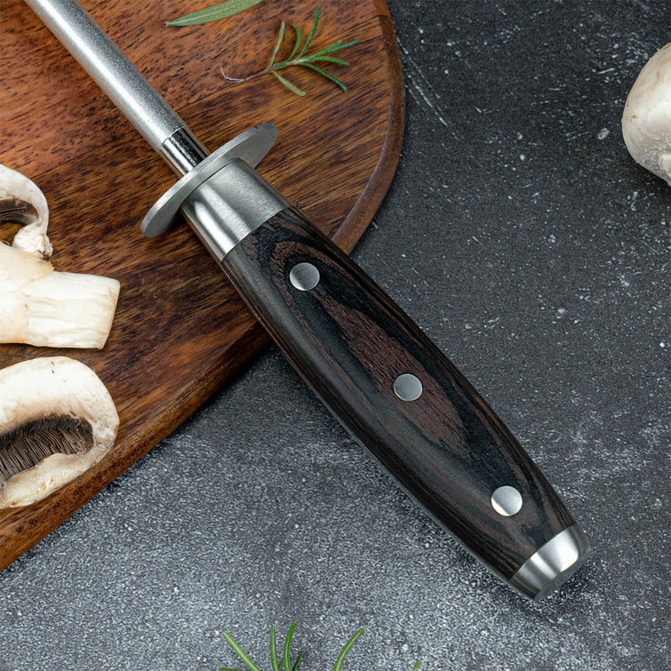 Diamond-Grain Coated Sharpening Rod with Rosewood Handle – Senken Knives