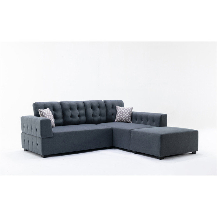 Tziporah Tuscan Temptations Sectional Sofa, Right Hand Facing, Dark Gray Linen Blend