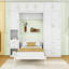 Murphy Bed with Storage Drawers, Shelves and Wardrobes-189905536