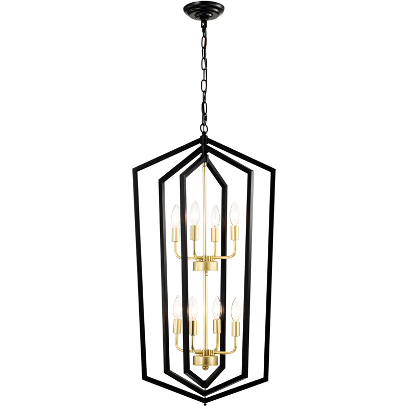 8 - Plafonnier suspendu pour bureau d'entrée de chambre à coucher noir mat, H 34,42 po x l 17,94 po x P 34,34 po