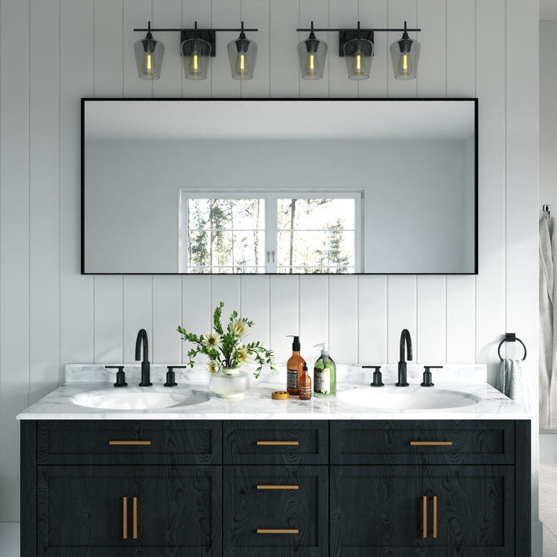 Metal Rectangle Mirror, Black, 32" x 72"