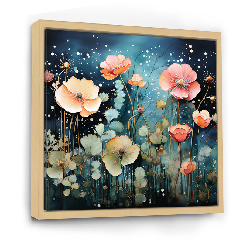 " Blue Enchanted Gardens V ", Natural Floater Framed, 16" H x 16" D x 1" D