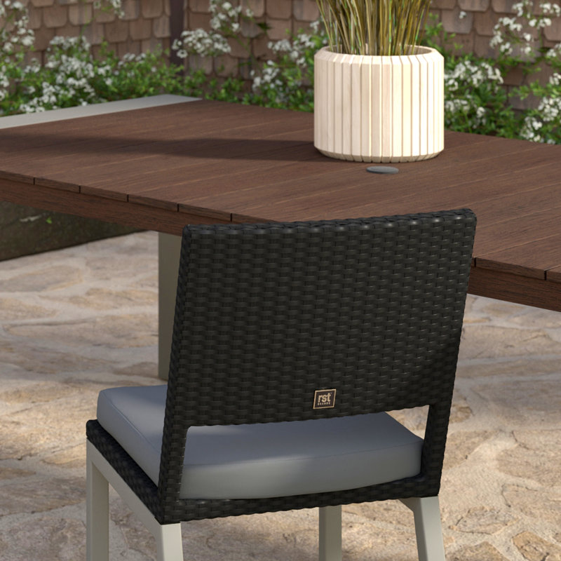 8 Piece Sunbrella Outdoor Patio Dining Chairs - Navy, Brown, Gray