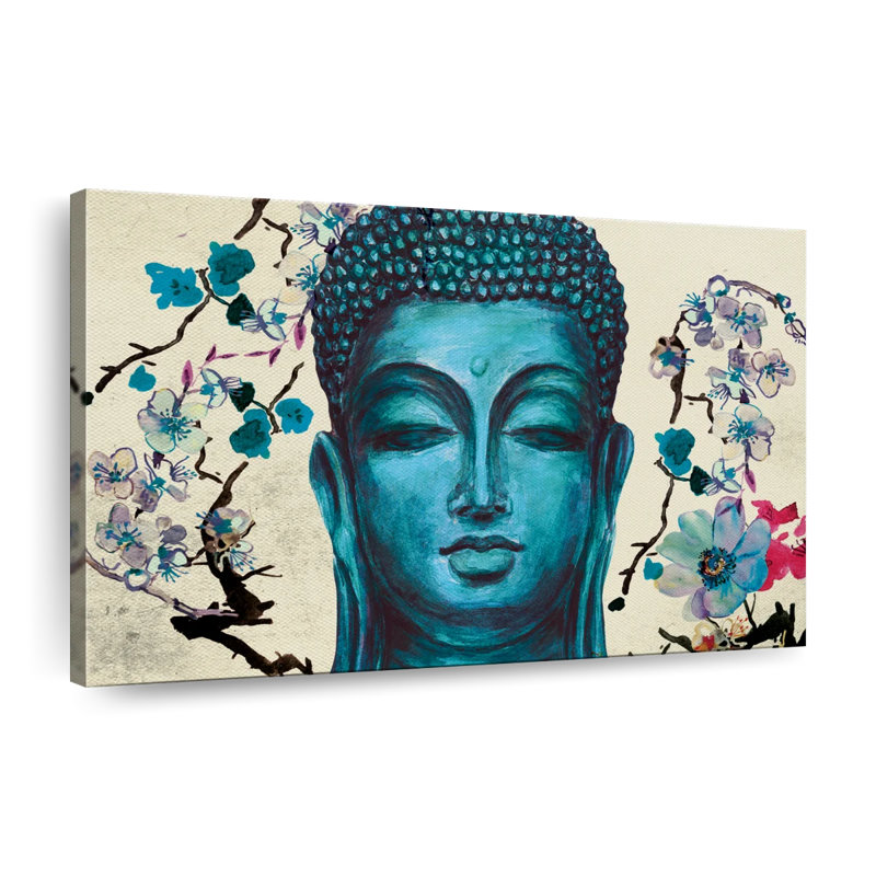 Statue de Bouddha fleurs, H 24 po x l 36 po x P 1,25 po
