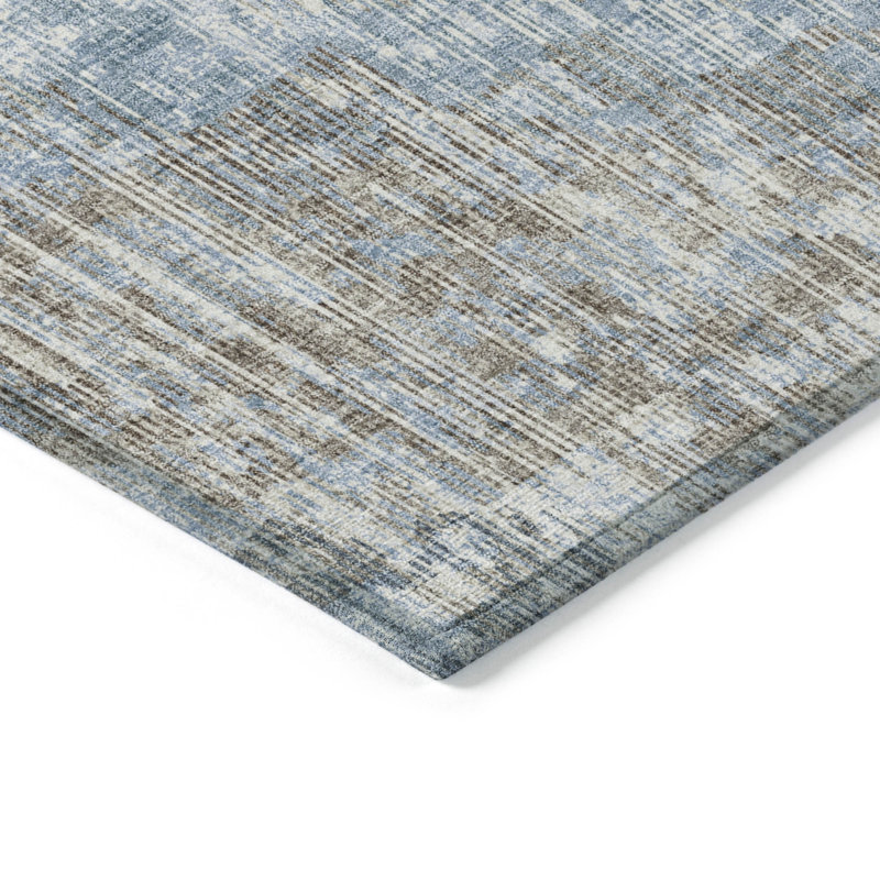Tapis intérieur / extérieur lavable à la machine Xhevrie, Rectangle 9 pi x 12 pi