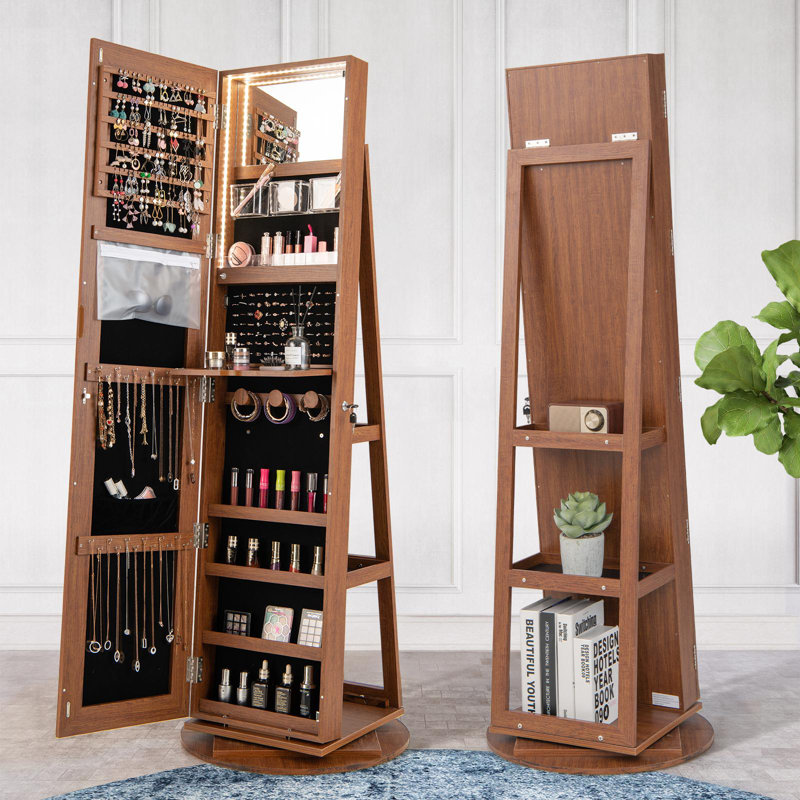 Armoire à bijoux avec miroir Macius, Brun