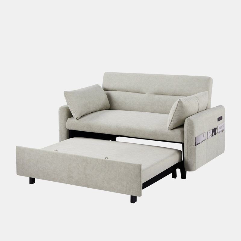 Canapé-lit moderne de 54,5 po Morisel, Chenille beige
