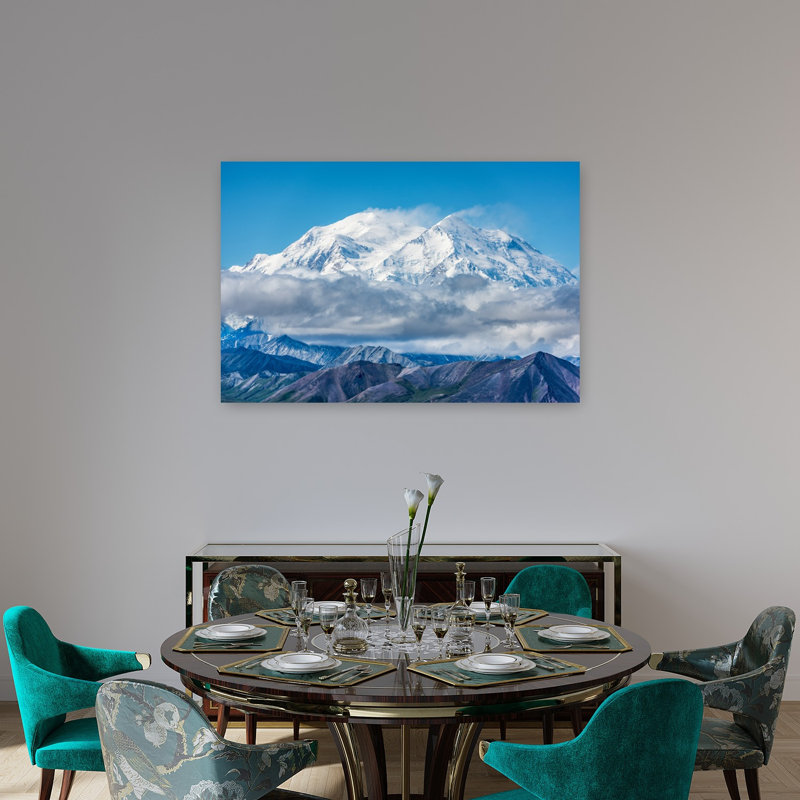 Majestic Denali Peak Serene Tranquil Abstract Landscape Mountain Wall Art Print by Jeffrey C. Sink - 1 Piece Wrapped Canvas Wall Art