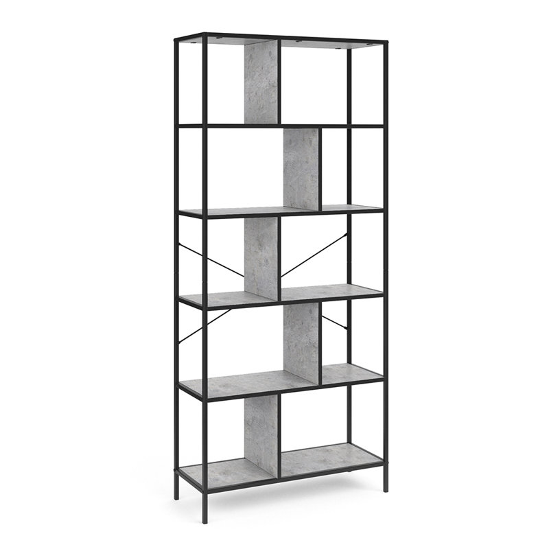 Lizette 80 cm W Standard Bookcase, Concrete, 5