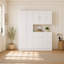 Ensemble de rangement modulaire en lin blanc de 78 po avec commode à 6 tiroirs et range-chaussures