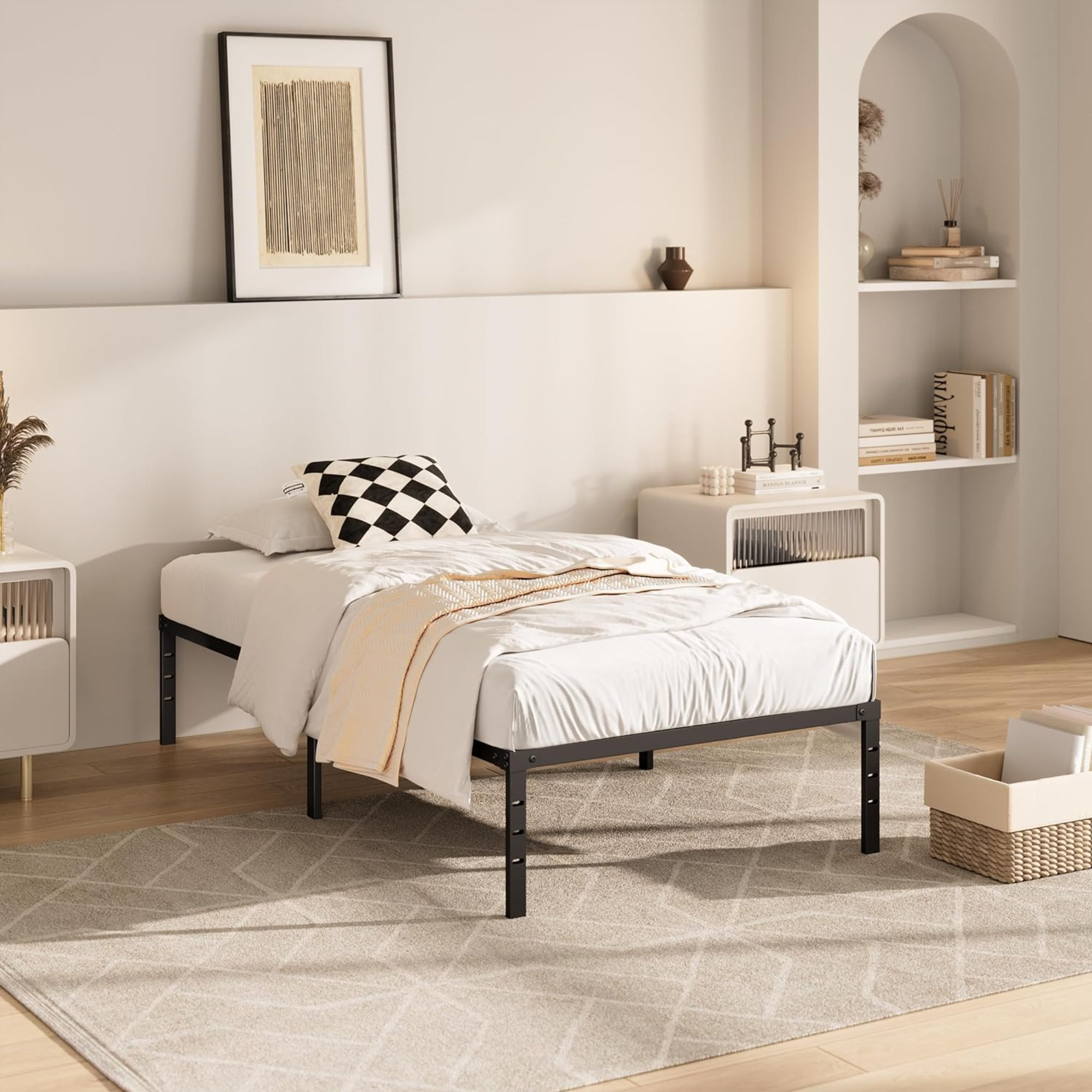 Alwyn Home Bed Frame No Box Spring Needed Heavy Duty Platform Steel ...