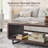  Abrianna 48" Wide Coffee Table with Storage Shelf, 2-Tier Minimalist Center Table with Curved Profile Design, Thick Wooden Rectangular Living Room Table, Brown-226934079
