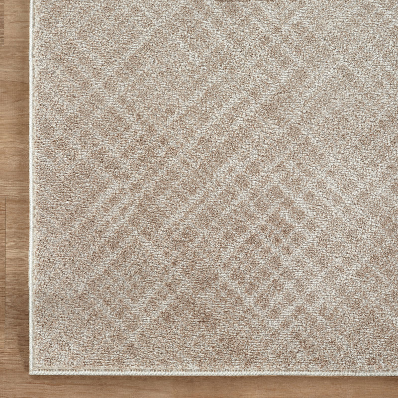 Harper Beige & Brown Geometric High-Low Modern Rug, 2'7" x 10'0", Beige/Brown