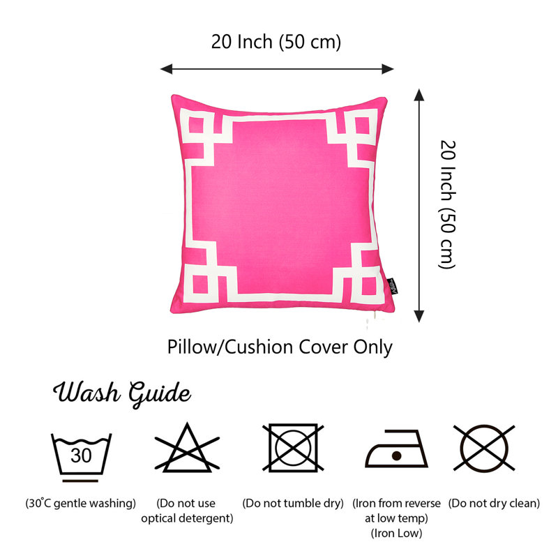 Pink and White Geometric Polyester Square Pillow Cover Set