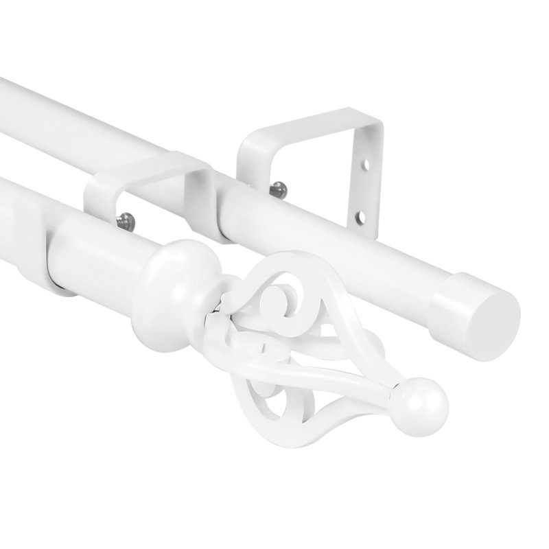 Tringle à rideaux double Munch Drapery, H 1 po x l 120 po x P 1 po, Blanc