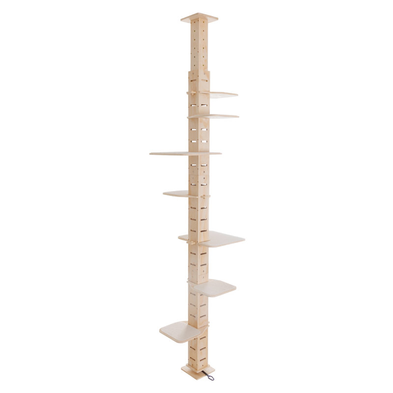 Arbre à chat 9 'réglable du sol au plafond - Tablettes de perchoirs et structure d'escalade