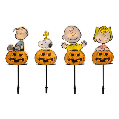 26 po Peanuts PreLit PVC Pathway Markers 4count Great Pumpkin Gang