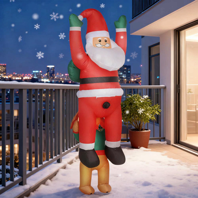 Décoration de Noël gonflable suspendue père Noël 7 pi avec chien