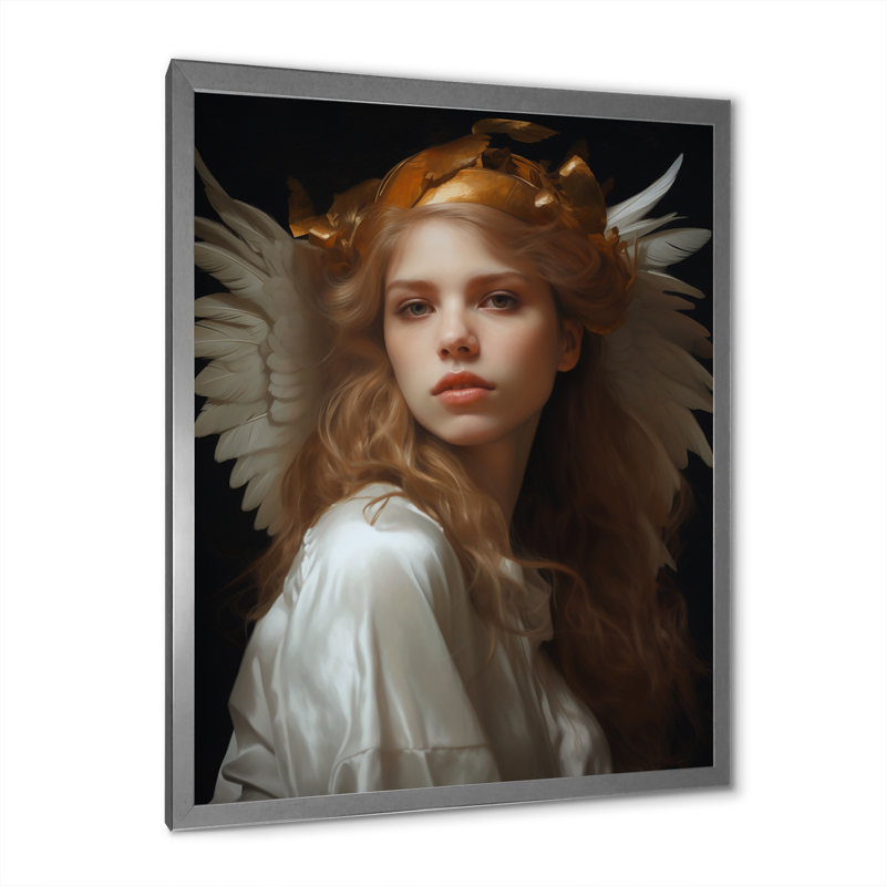 Célébration d'innocence Renaissance ange I sur toile, H 40 po x l 30 po x P 1,5 po, Cadre simple argenté