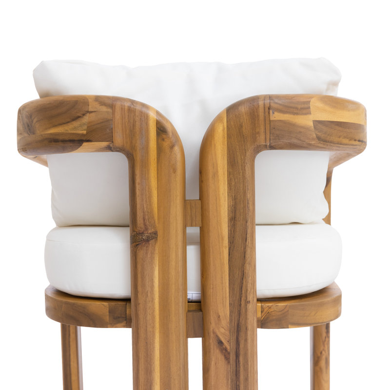 Chaise de salle à manger d'extérieur moderne en bois d'acacia avec coussins Nordby Nordin, Teck