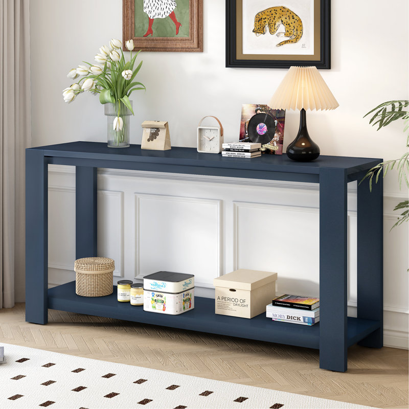 Distinctive Features Of A Minimalist Console Table With Bottom Shelf And Four Legs, Suitable For Entryway, Hallway, Living Room, Foyer, Corridor