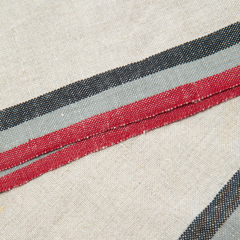 Camryn Striped Square Napkin, Natural/Red/Gray/Black