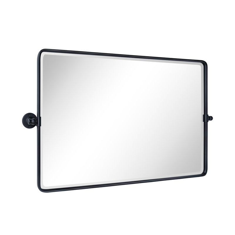 Miroir pivotant biseauté, Noir mat, 23 po x 35 po