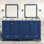 Armoire de salle de bain 60 po en bleu avec lavabos doubles et lignes élégantes - Créez un meuble-lavabo élégant et imperméable-1318276337