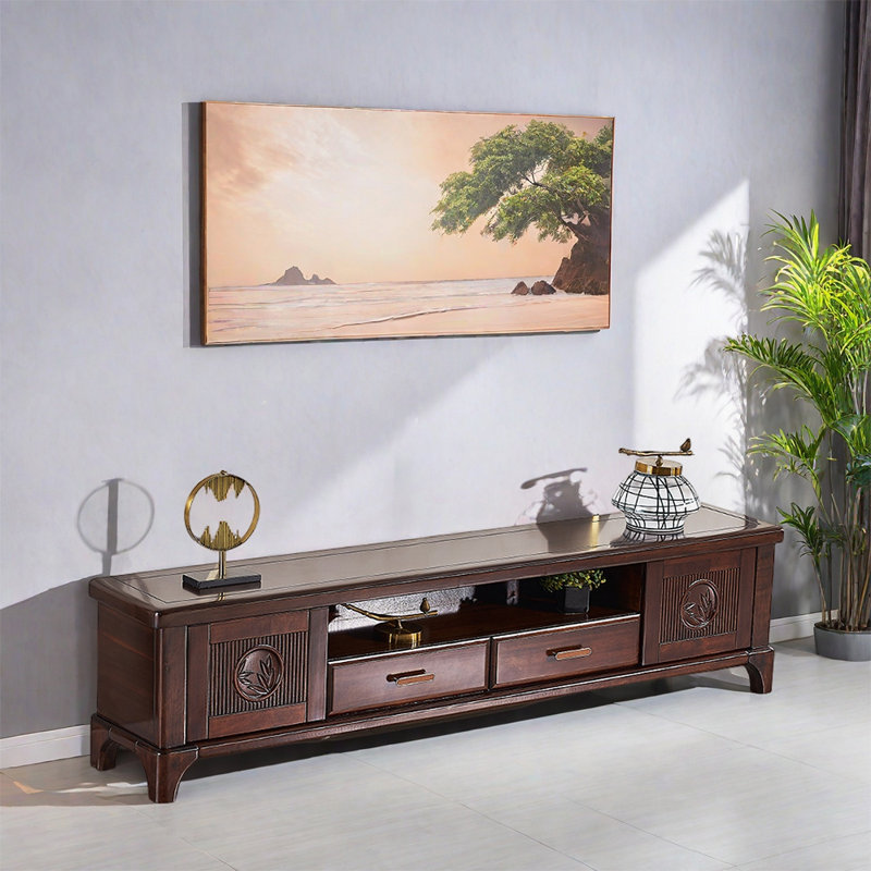 Meuble télé moderne et minimaliste de style chinois moderne, H 18,89 po x L 70,86 po x l 14,17 po