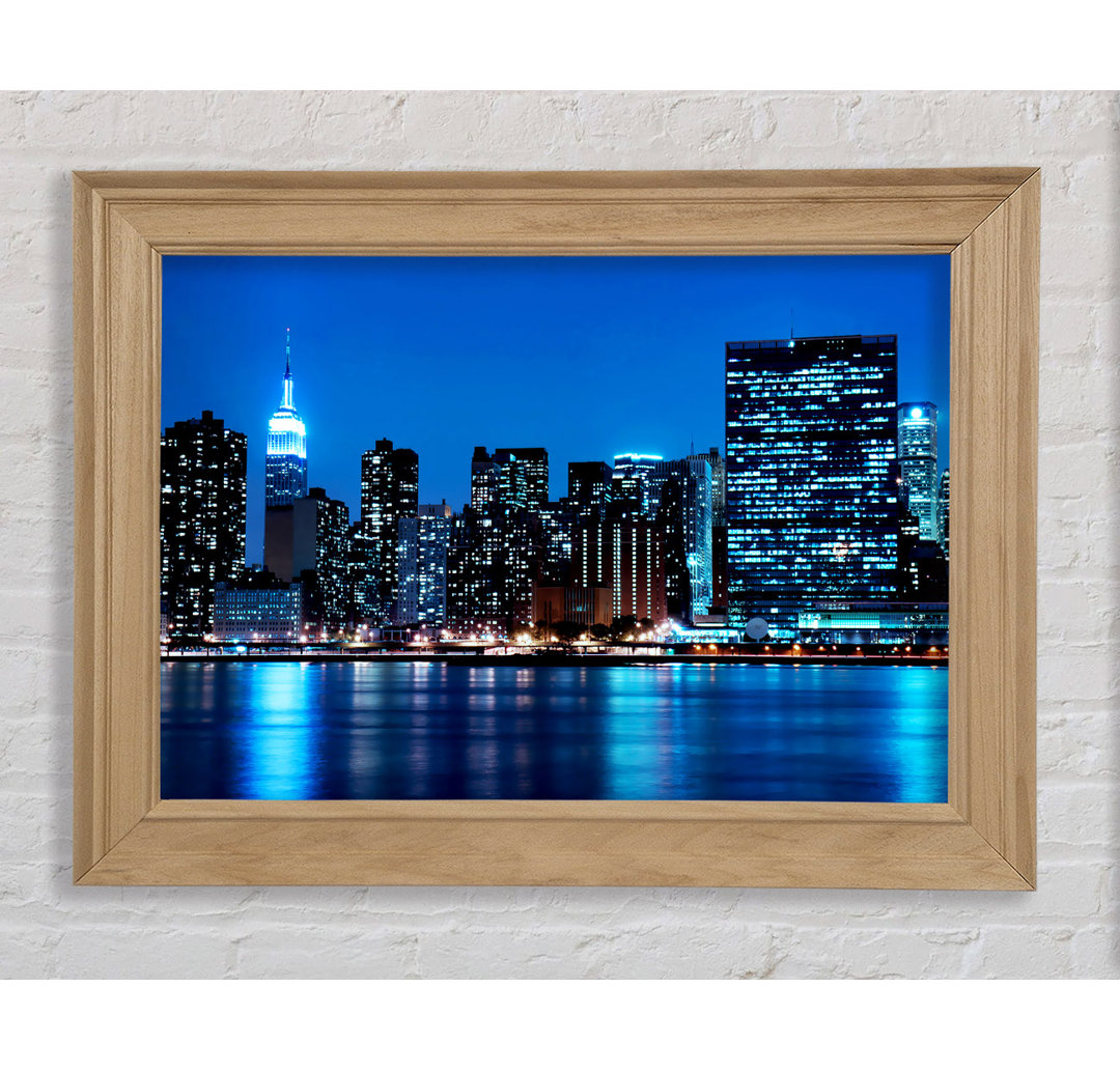 New York Empire State Blue Nights - Einzelne Bilderrahmen Kunstdrucke