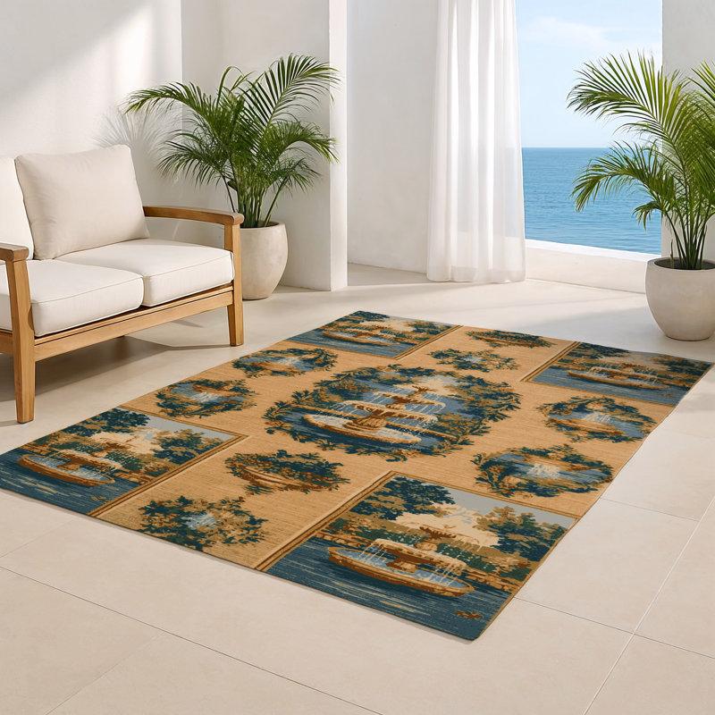 Tapis d'intérieur et d'extérieur brun français, Rectangle 4pi x 6 pi