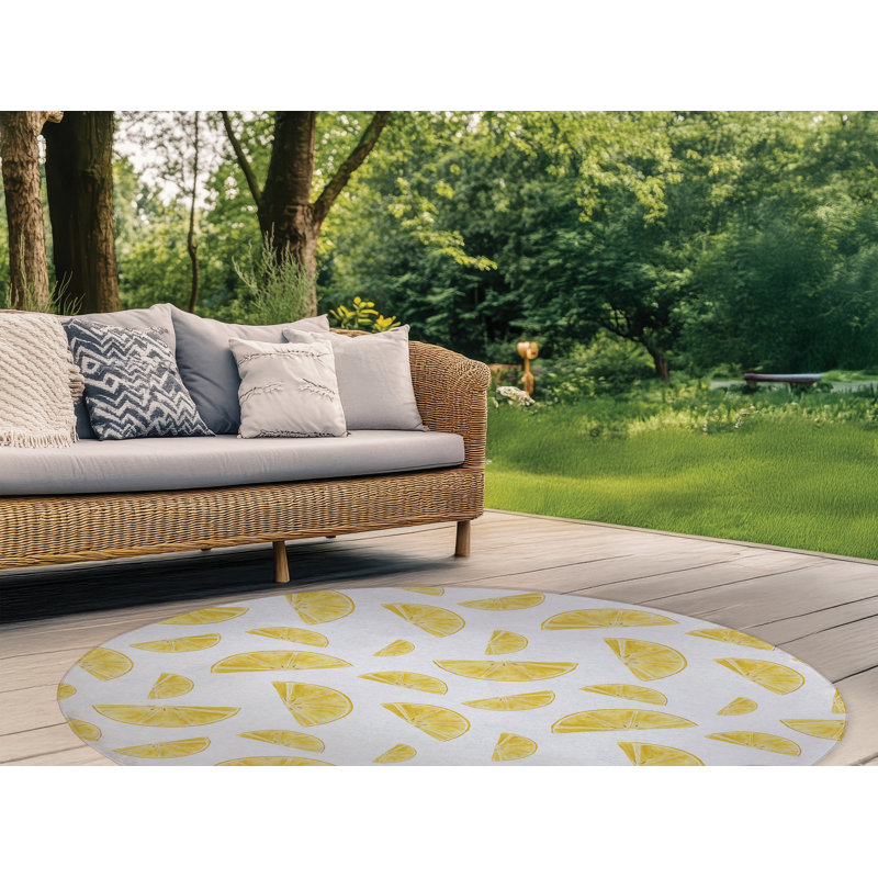 Tapis d'été Summer Lemon, Rond 5 pi