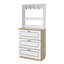Armoire à chaussures blanche avec tiroirs rabattables et espace de rangement supplémentaire en chêne et fonction tablette