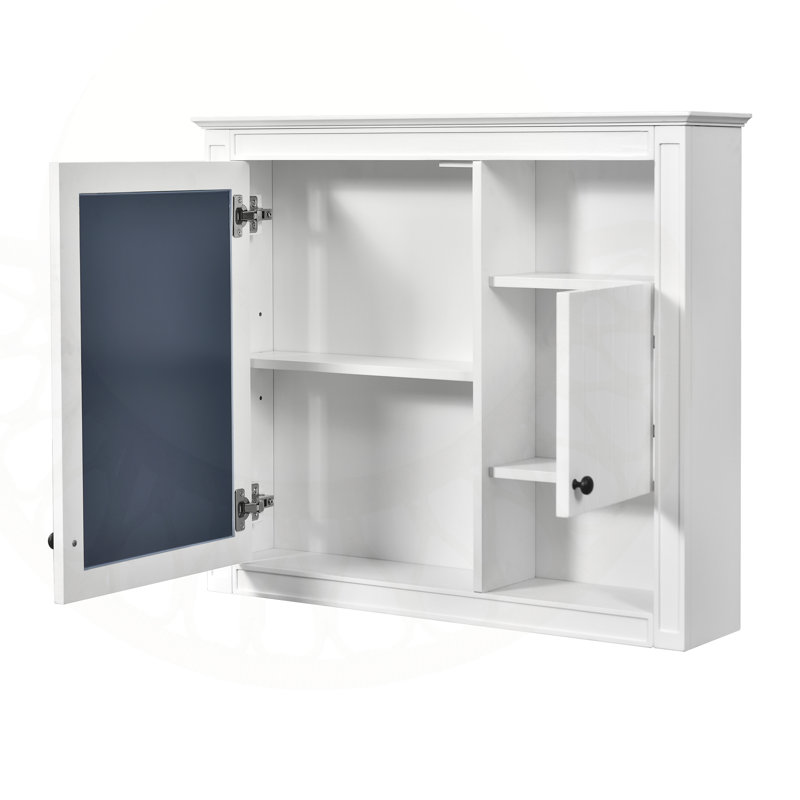 Armoire de salle de bain murale 32 pouces avec miroir et 3 tablettes réglables, solution de rangement peu encombrante au-dessus de la toilette