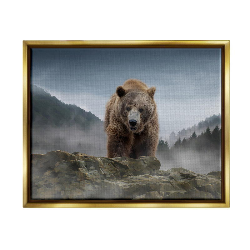 «Roaring Brown Grizzly Bear Rocky Mountain Top View» par Kelley Parker - impression, H 17 po x l 21 po x P 1,5 po