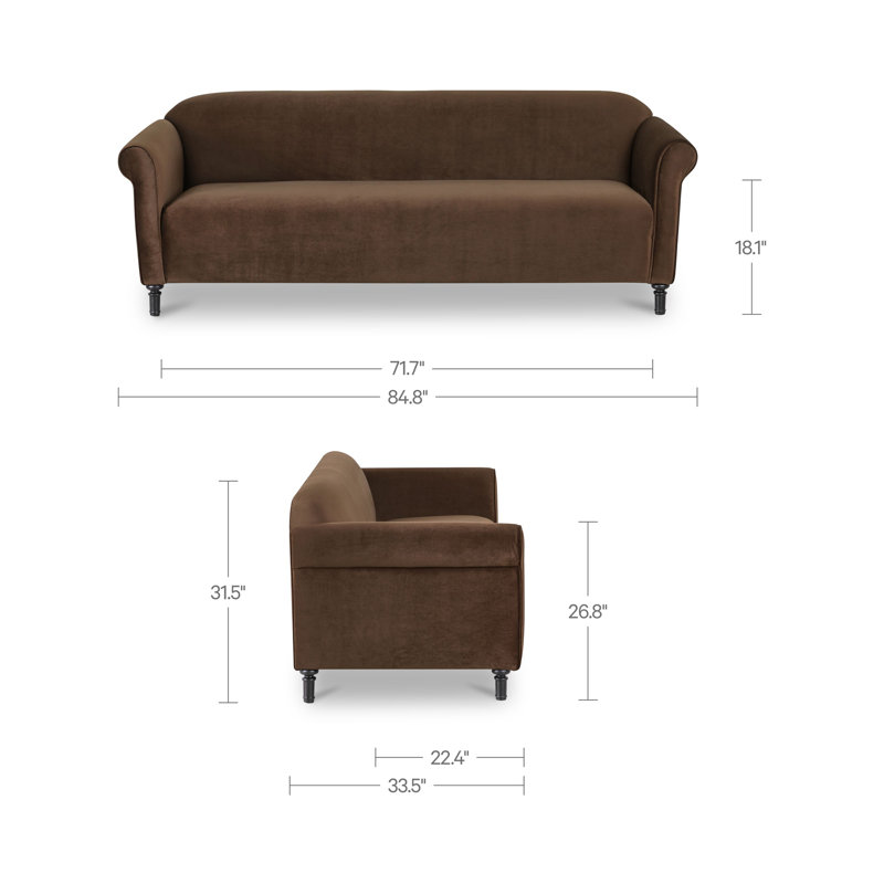 Harmony Sofa Dark Brown Faux Mohair, Brown 