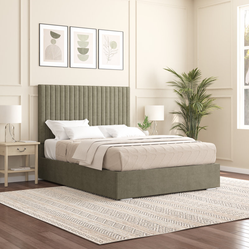 Aidean Upholstered Bed Frame, Asphalt, Double (4'6)