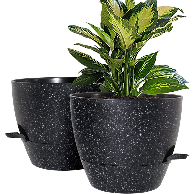 10 Inch Self Watering Planters, 2 Pack Large Plastic Pl...
