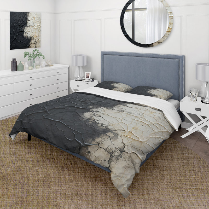 Ensemble de housse de couette White And Black Abstract Split - Abstract Shapes