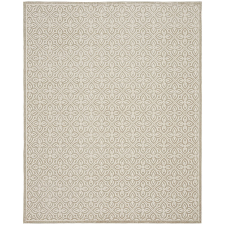 Nourison Washable Charm 2'2" x 10' Silver Ivory Contemporary Indoor Rug