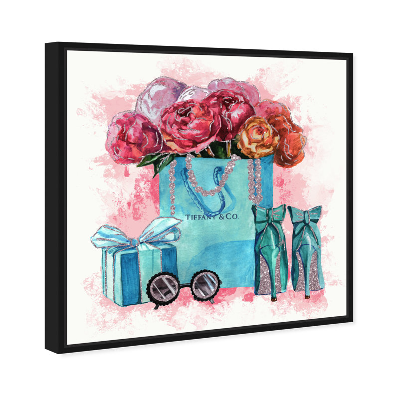 «Fashion and Glam Sparkle Blue Essentials», impression sur toile, H 30 po x l 30 po, Cadre noir