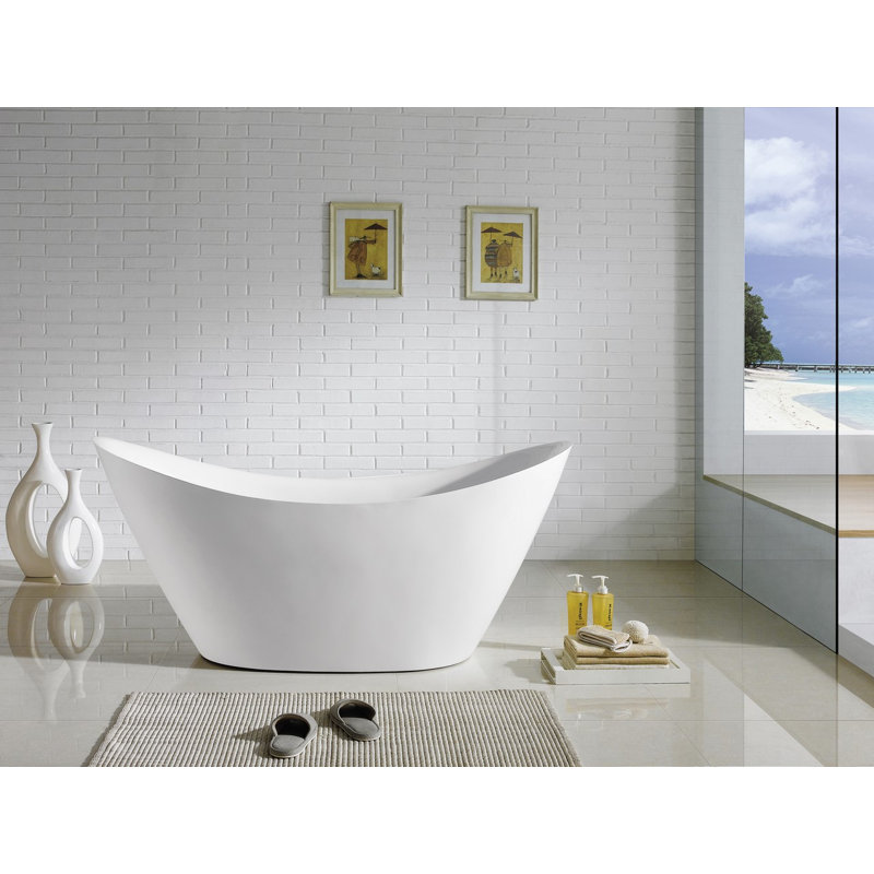Luna 68'' x 28.9'' Soaking Acrylic Bathtub, White